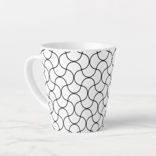 Zwart wit naadloos geometrisch netpatroonpatroon latte mok