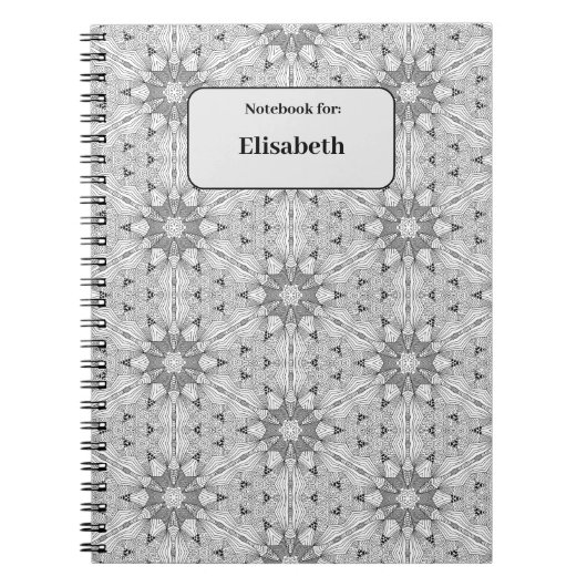 Zwart-wit naadloos patroon aangepast notitieboek (Voorkant)