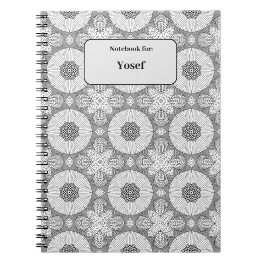 Zwart-wit naadloos patroon aangepast notitieboek (Voorkant)