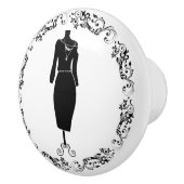 Zwart-wit naaikamer boezemjurk paspop knop (Rechts)