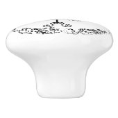 Zwart-wit naaikamer-buste-jurk paspop Cera Keramische Knop (Zijkant)