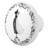 Zwart-wit naaikamer-buste-jurk paspop Cera Keramische Knop (Rechts)