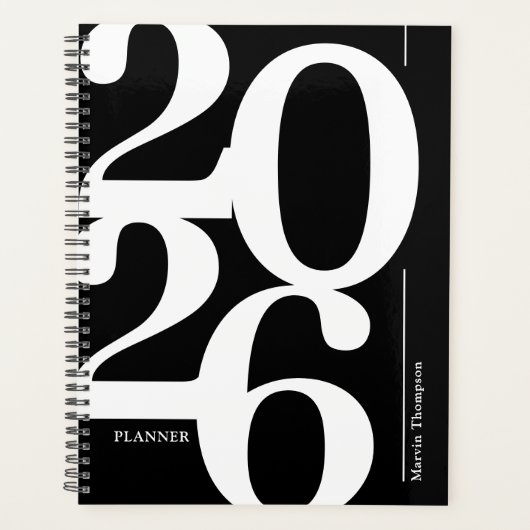 Zwart Wit Naam 2026 Planner (Voorkant)