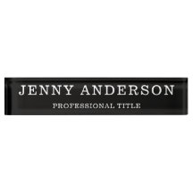 Zwart Wit Naam en Titel Desk Naam Bord