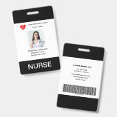 Zwart & Wit Naam, Foto, info, logo, barcode Badge (Voor- en achterkant)