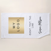 Zwart wit naam handtekening bedrijf logo strandlaken (Voorkant)