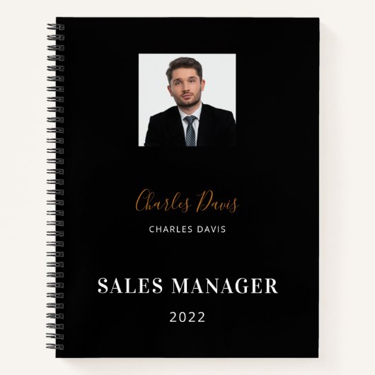 Zwart wit naam handtekening foto bedrijf notitieboek (Voorkant)