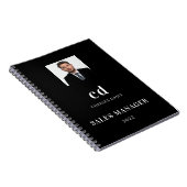 Zwart wit naam initials foto business notitieboek (Rechterzijde)