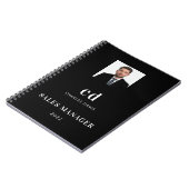Zwart wit naam initials foto business notitieboek (Linkerzijde)