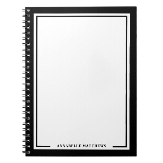 Zwart Wit Naam Monogram Notitieboek (Voorkant)
