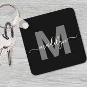 Zwart Wit Naam Monogram Sleutelhanger