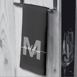 Zwart Wit Naam Monogram Theedoek