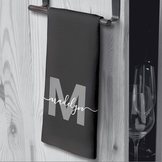 Zwart Wit Naam Monogram Theedoek