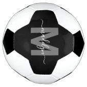 Zwart Wit Naam Monogram Voetbal (Gedraaid)