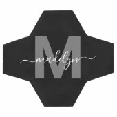 Zwart Wit Naam Monogram Voetbal (Enkel)