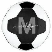 Zwart Wit Naam Monogram Voetbal (Voorkant)