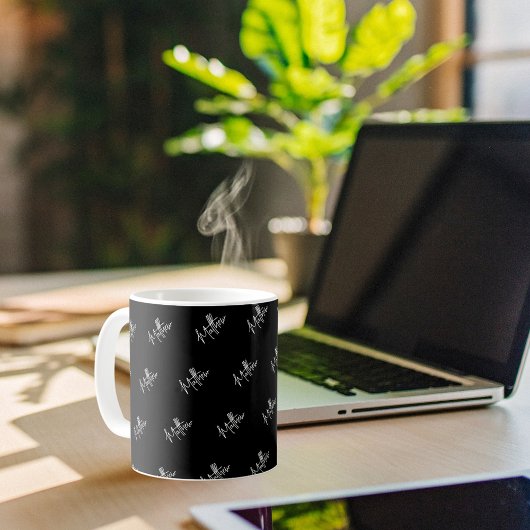 Zwart wit naam patroon modern script koffiemok