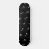 Zwart wit naam patroon modern script persoonlijk skateboard (Voorkant)