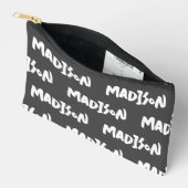Zwart-wit Naam Print Rits Pouch Etui (Open)