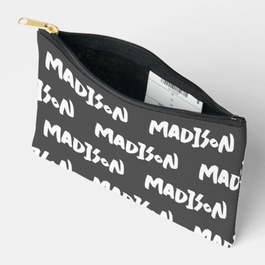 Zwart-wit Naam Print Rits Pouch Etui (Open)