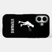 Zwart-wit naam Vrouw Tennis Player Racket Case-Mate iPhone Case (Achterkant (horizontaal))