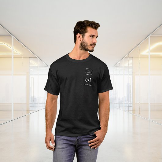 Zwart-wit naamlogo bedrijfsinitiaal t-shirt