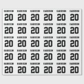 Zwart wit naamnummer Varssport Cadeaupapier (Vlak)