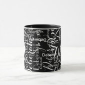 zwart wit naampatroon met monogram mok (Midden)