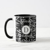 zwart wit naampatroon met monogram mok (Links)