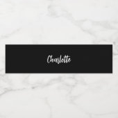 Zwart wit naamschrift elegant modern waterfles etiket (Enkel label)