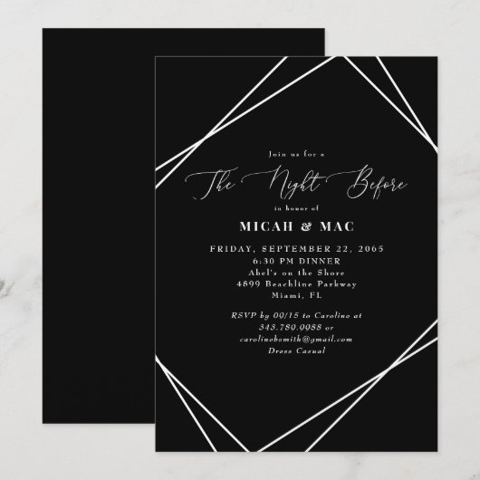 Zwart-wit - nacht voor repetitie kaart (Voorkant / Achterkant)