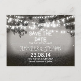 Zwart-wit nachtlampjes romantisch Save the Date Aankondigingskaart