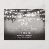Zwart-wit nachtlampjes romantisch Save the Date Aankondigingskaart (Voorkant)