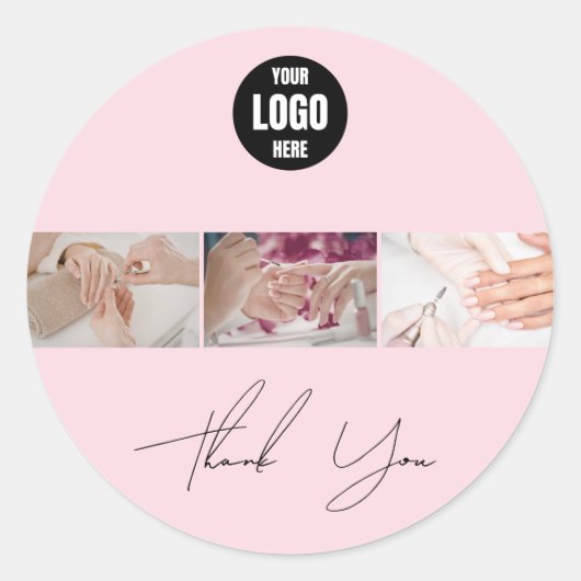 Zwart & Wit Nail Tech Logo Sticker (Voorkant)
