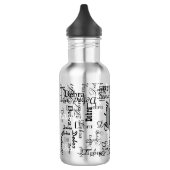 Zwart-wit namen Monogram gepersonaliseerd Waterfles (Links)