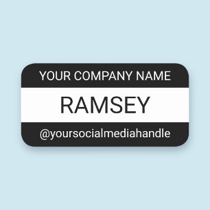 Zwart-wit Nametag Safety Pin Professional Naamplaatje