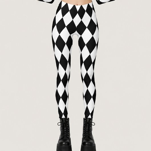 Zwart-wit narren diamant gotisch leggings
