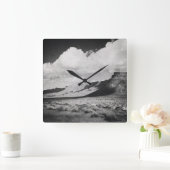 Zwart-wit Natuur fotograferen met bergen Vierkante Klok (Huis)