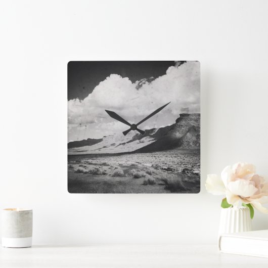 Zwart-wit Natuur fotograferen met bergen Vierkante Klok (Huis)