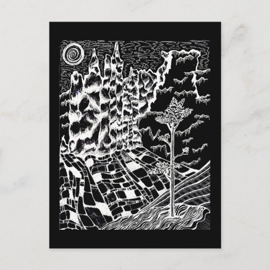 Zwart-wit Natuur Tekening Briefkaart (Voorkant)