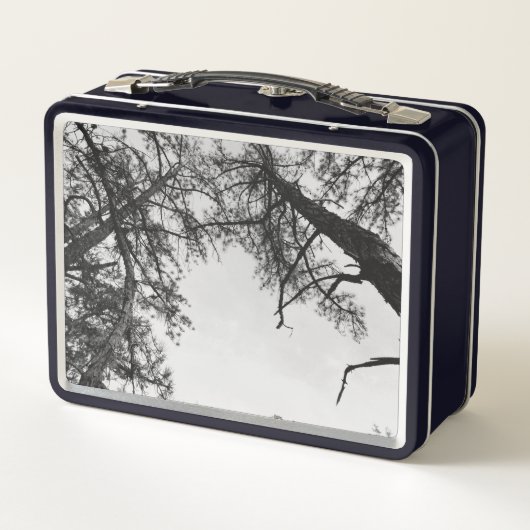 Zwart-wit Natuur Tree Forest Lunchbox (Achterkant)