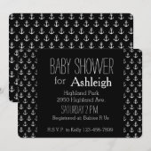 Zwart-wit nautisch anker baby shower kaart (Voorkant / Achterkant)