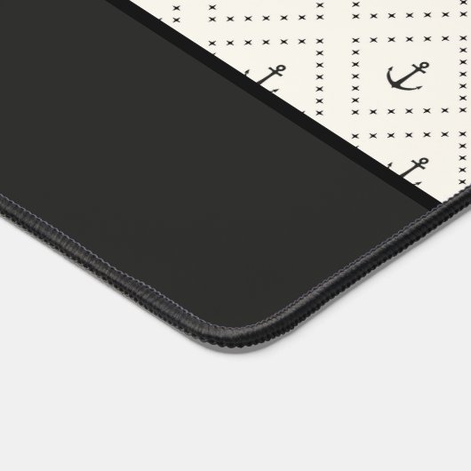 Zwart Wit Nautisch Patroon met Anker Bureaumat (Hoek)