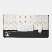 Zwart Wit Nautisch Patroon met Anker Bureaumat (Keyboard & Muis)