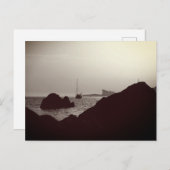 Zwart-wit nautische foto - boot Zeelandschap Briefkaart (Voorkant / Achterkant)