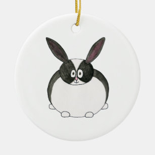 Zwart-wit Nederlands konijn. Keramisch Ornament