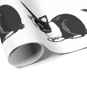 Zwart wit Nederlands konijnenpatroonpapier Cadeaupapier (Rol Hoek)