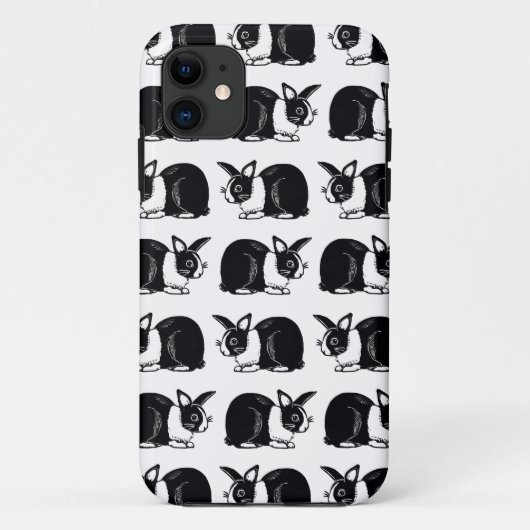 Zwart-wit Nederlands Rabbits iPhone 5/5s Hoesje (Achterkant)
