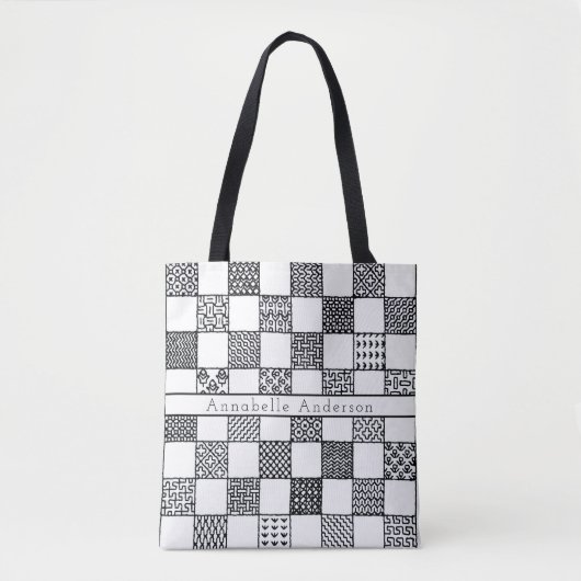 Zwart-wit Needlepoint aanpassen Tote Bag (Voorkant)