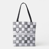 Zwart-wit Needlepoint aanpassen Tote Bag (Achterkant)